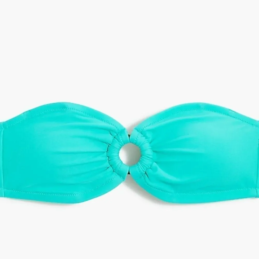 J Crew Women's Plus Zize Tortoise-Ring bandeau Green Bikini Top‎